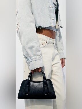 ZARA Black Mini Top Handle Crossbody Bag Chain Strap